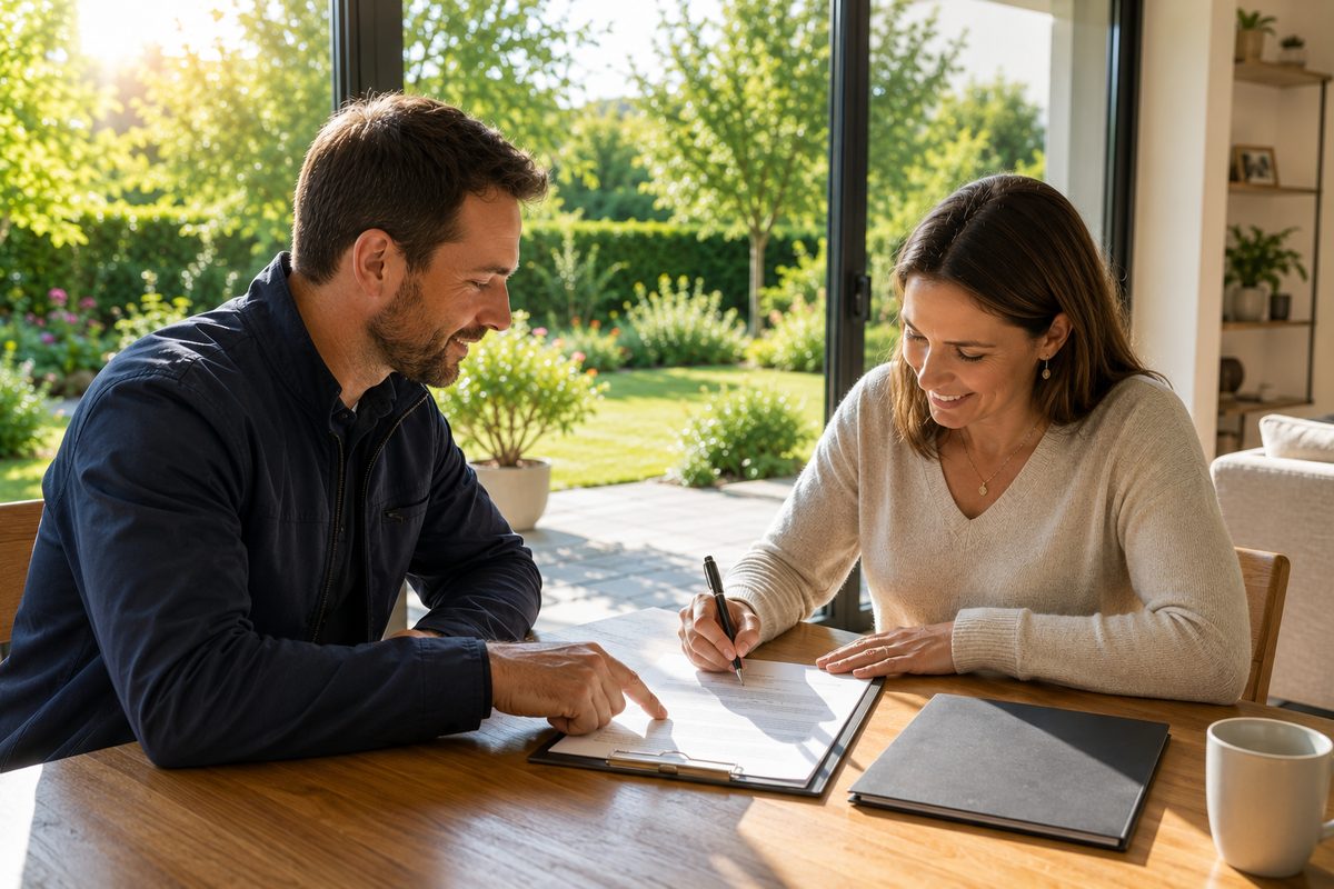 Un client finalise son projet de rénovation énergétique avec un conseiller Wolt Solution Energy